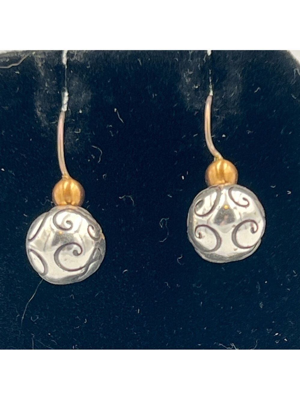 Brighton Earrings Gold Silver Mixed Metal Tone Etched 2014